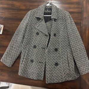 Anne Klein Black and White Pea Coat